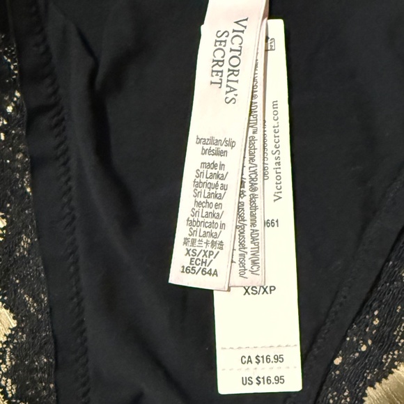 NWT Victoria's Secret Dream Angels Lace-Trim Brazilian Panty Black (Size XS) - Picture 7 of 7